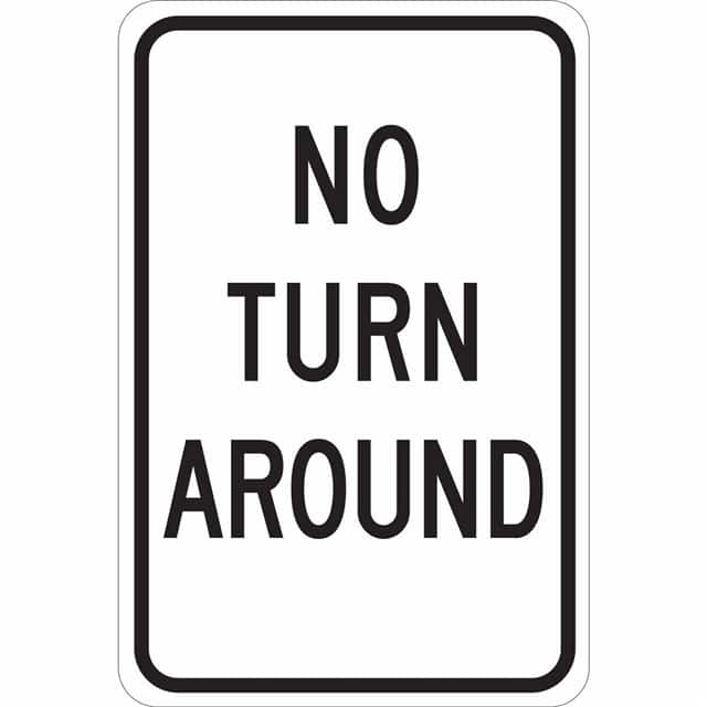 124440 B555 18X12 BLK/WHT NO TURN AROUN