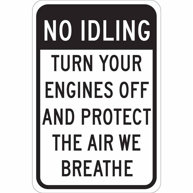 124410 B555 18X12 BLK/WHT NO IDLING TUR