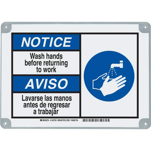 145752 B869 7X10 NOTICE WASH HANDS BEFO