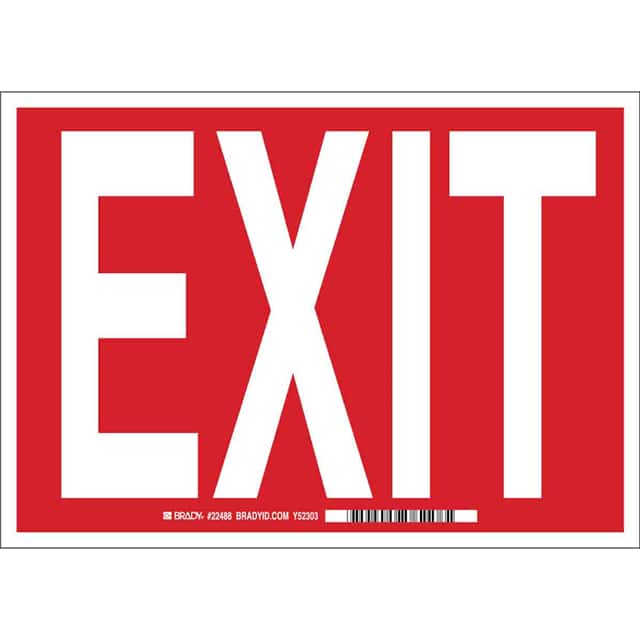 70947 B120,7X10,RED/WHT,EXIT
