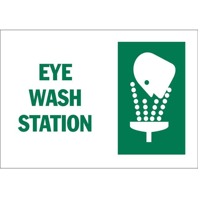 122911 B120,7X10,GRN/WHT,EYE WASH STATI
