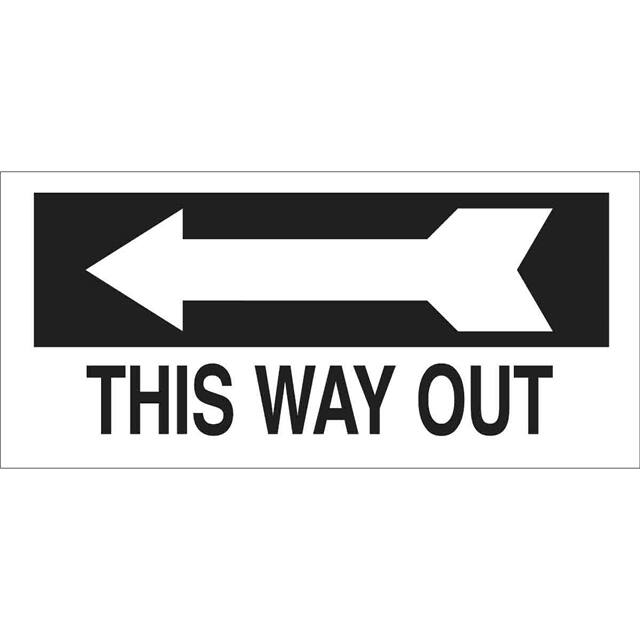 71373 B120,6.5X14,BLK/WHT,THIS WAY OUT