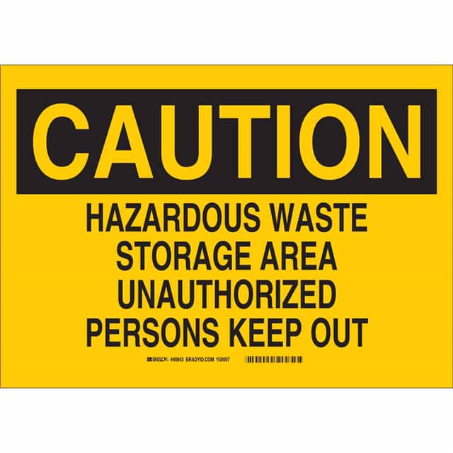 40843 B555 10X14 BLK/YEL HAZ WASTE STO