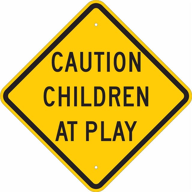124593 B555 24X24 BLK/YEL CAUTION CHILD