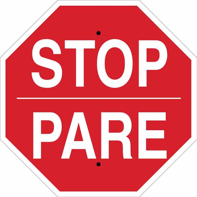124572 B401 18X18 WHT/RED BILING/STOP/P