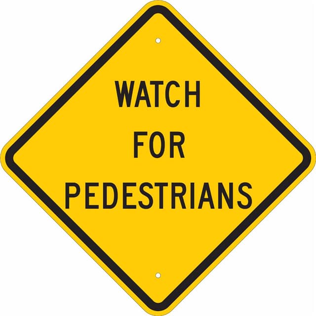 124604 B401 18X18 BLK/YEL WATCH FOR PED