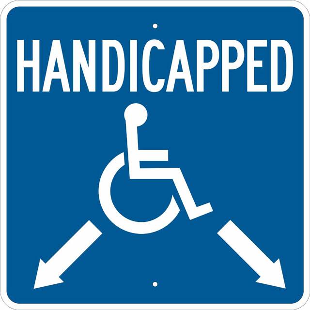 123875 B555 18X18 WHT/BLU HANDICAPPED