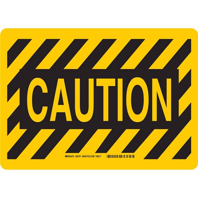 69791 B120 10X14 BLK/YEL CAUTION W/STR
