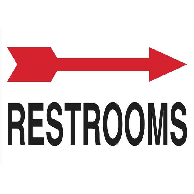 87718 B120,10X14,BLK,RED/WHT,RESTROOMS