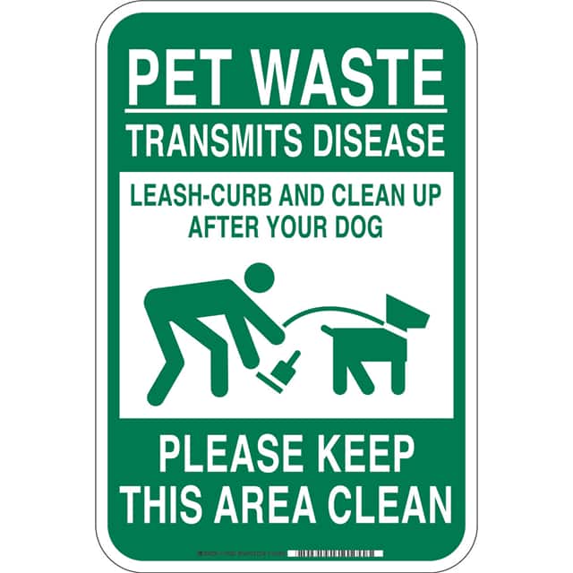 115208 B555 18X12 GRN/WHT PET WASTE SIG