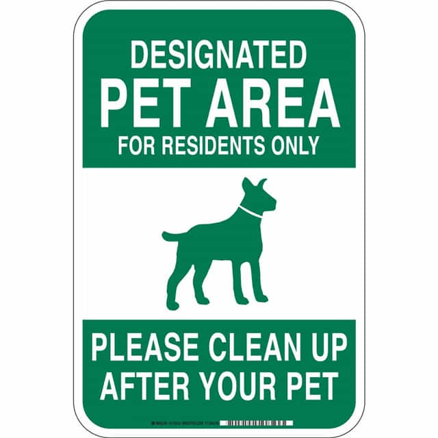 115218 B555 18X12 GRN/WHT PET AREA SIGN