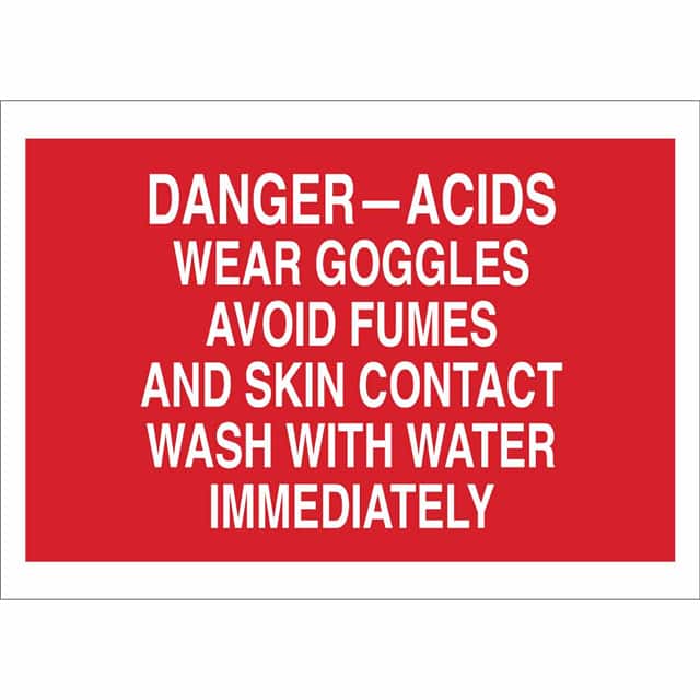 73490 B120,10X14,RED/WHT,DANGER-ACIDS