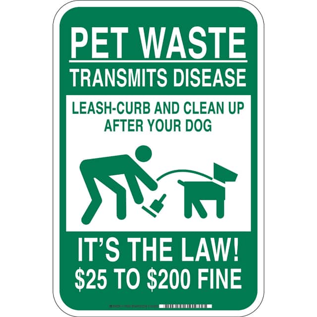 115209 B555 18X12 GRN/WHT PET WASTE SIG