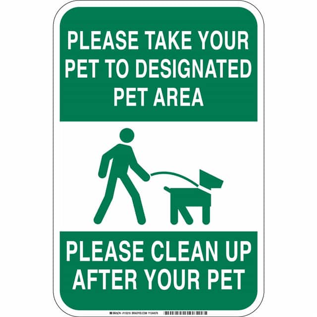 115216 B555 18X12 GRN/WHT PET AREA SIGN
