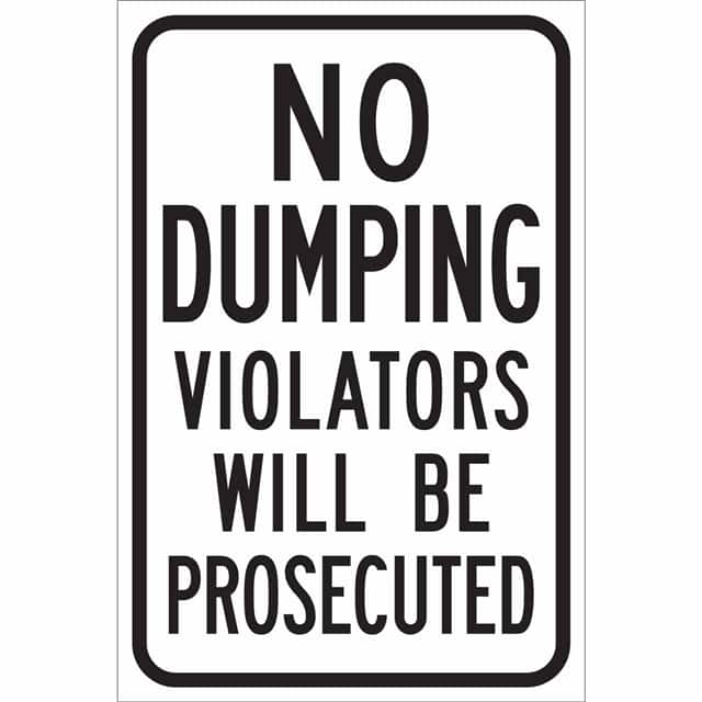 115505 TRFC SIGN NO DUMPING REFL ENG
