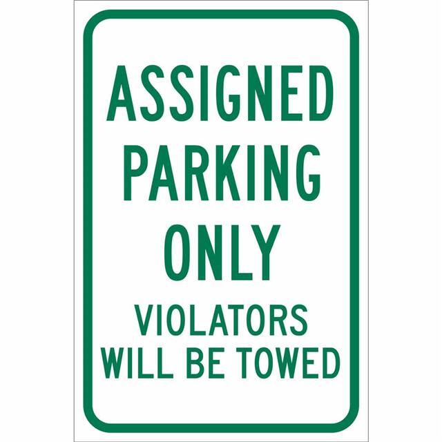 115638 TRFC SIGN ASSIGNED PARK ONLY ENG