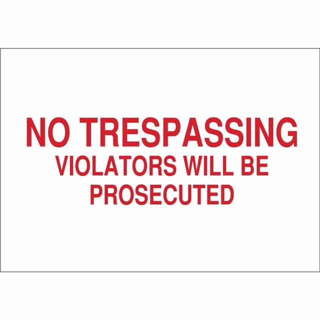 71216 B120,14X20,RED/WHT,NO TRESPASSIN