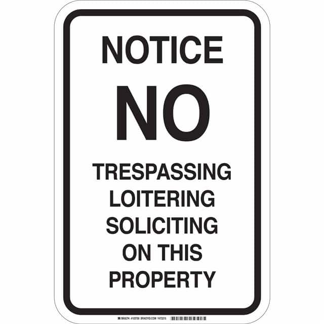 103700 18X12 BLK/WHT NOTICE NO TRESPA..