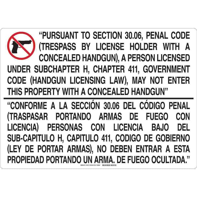 148138 ALM, 20X28 BILINGUAL TEXAS GUN S
