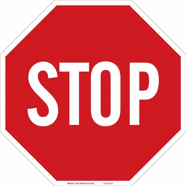 75205 B120 18X18 WHT/RED TRAFFIC STOP