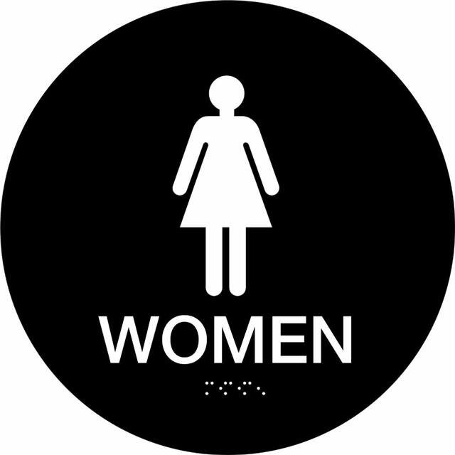 106186 SIGN-CA RESTRM-WOMEN-12 DIAM-BLK