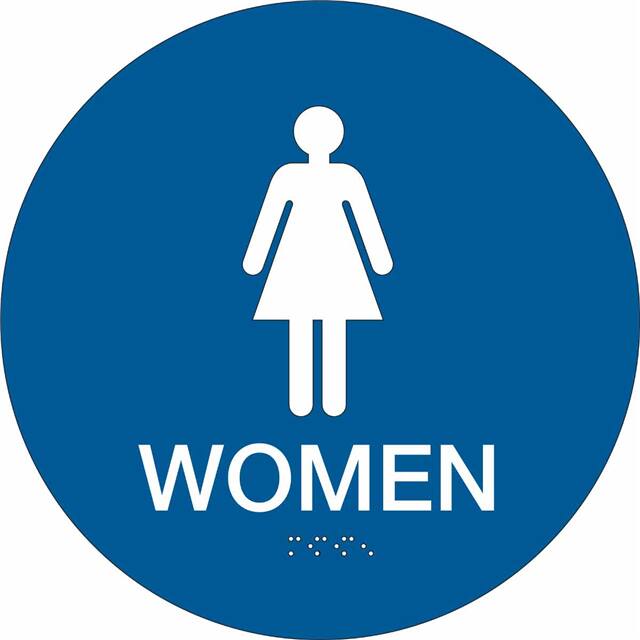 106180 SIGN-CA RESTRM-WOMEN-12 DIAM-BLU