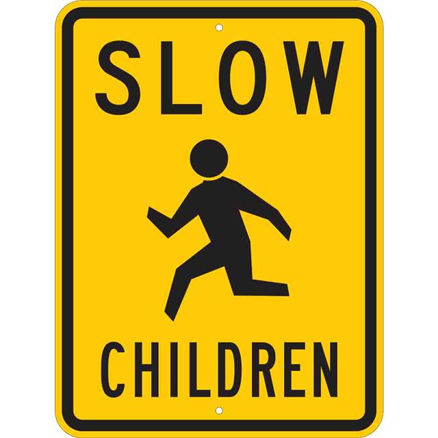 94240 24X18 BLK/YEL TRAFFIC SLOW CHILD