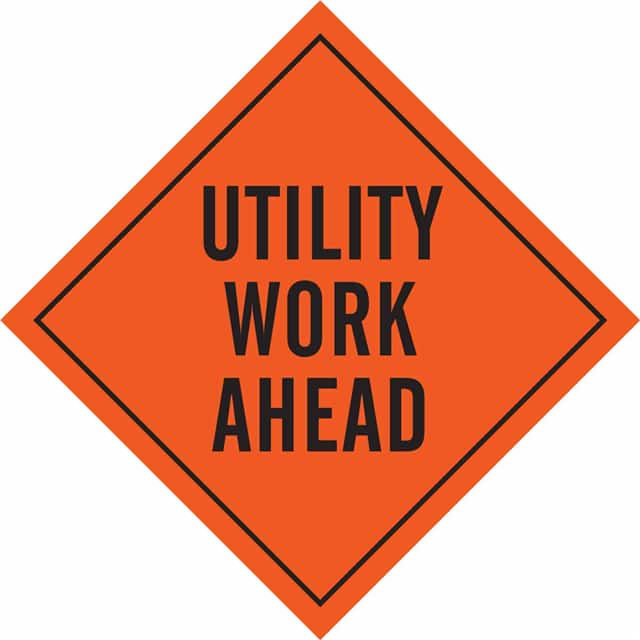 57032 SIGN, UTIL WRK AHD,BLK/ORG,36X36