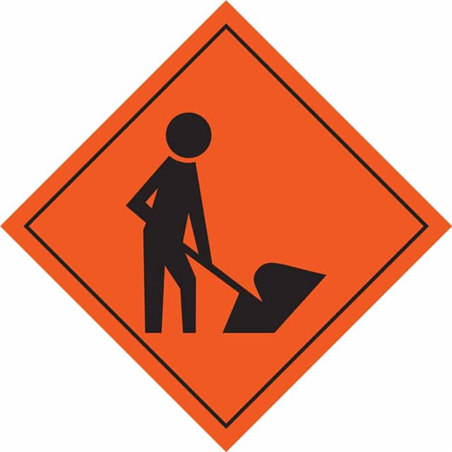 57026 SIGN, PIC CONST WRKR,BLK/ORG,48X