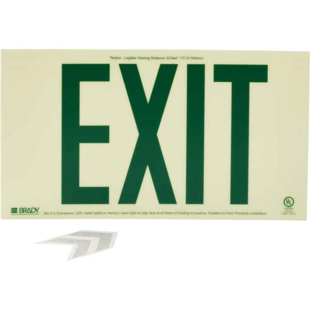 87808B FRAMELESS BRADY GLO EXIT SIGN-GR