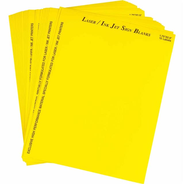 12832 SIGN BLANK YELLOW 1.75 X 2.5