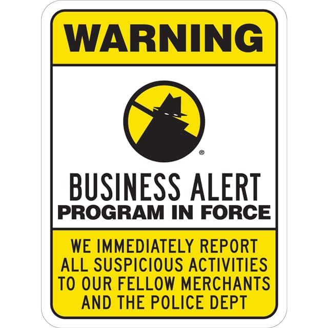 115442 TRFC SIGN BUSINESS CRIME ALERT E
