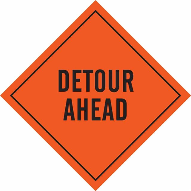 56767 SIGN, DETOUR AHD,BLK/ORG,48X48ME