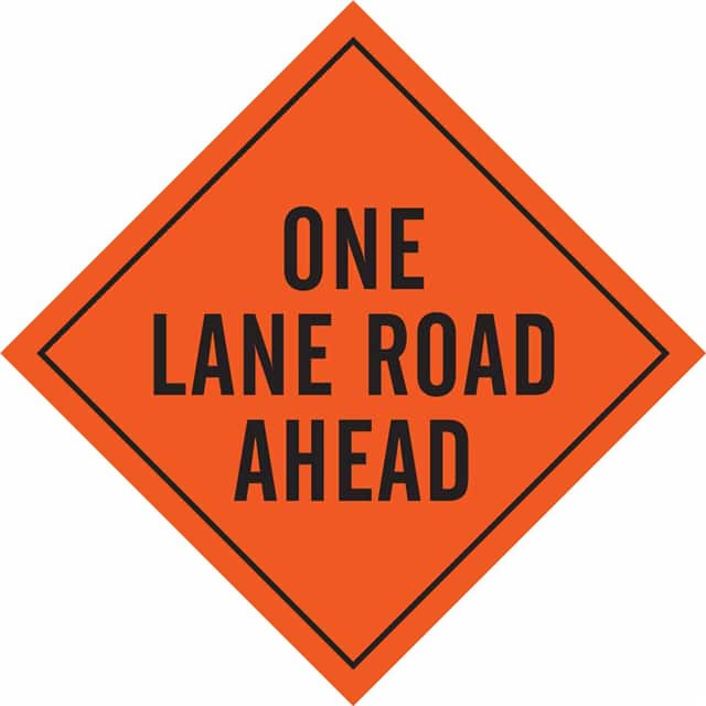 57001 SIGN, LANE RD AHD,BLK/ORG,48X48M