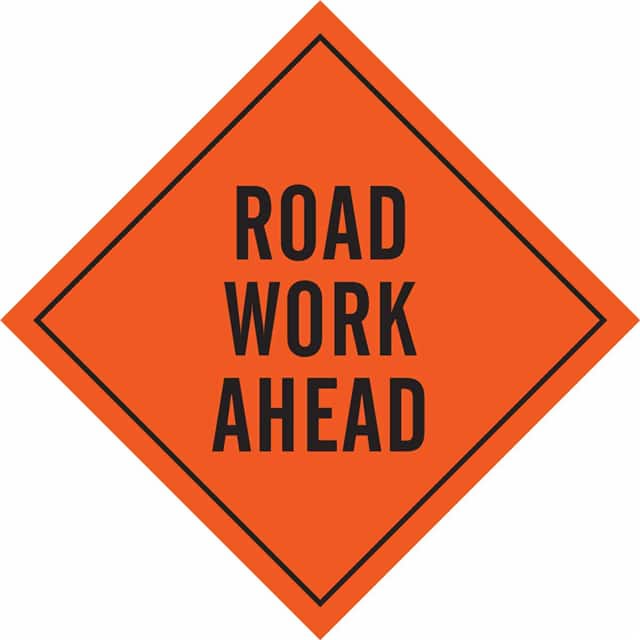 57021 SIGN, RD WRK AHD,BLK/ORG,48X48ME