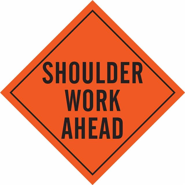 57030 SIGN, SHLDR WRK AHD ,BLK/ORG,48X