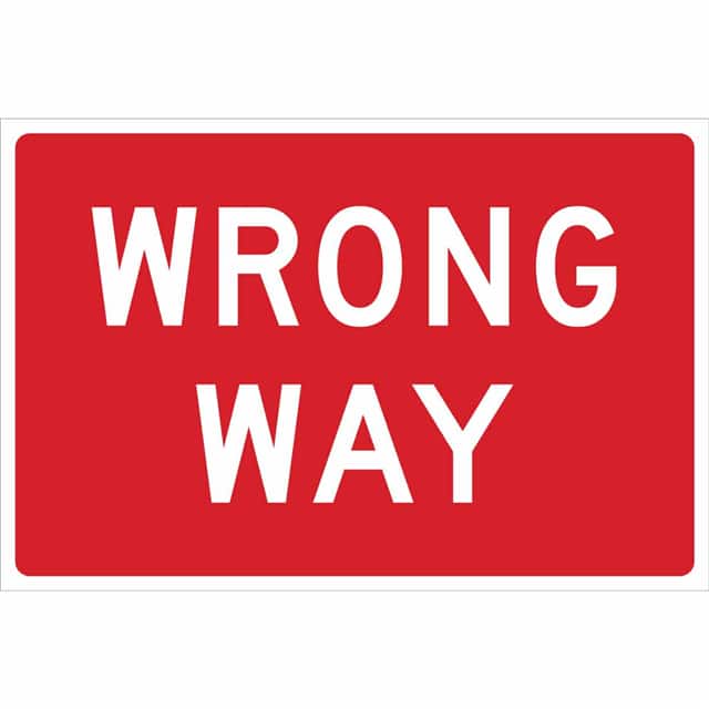 115280 WRONG WAY SIGN,WHITE/RED,36 X 24