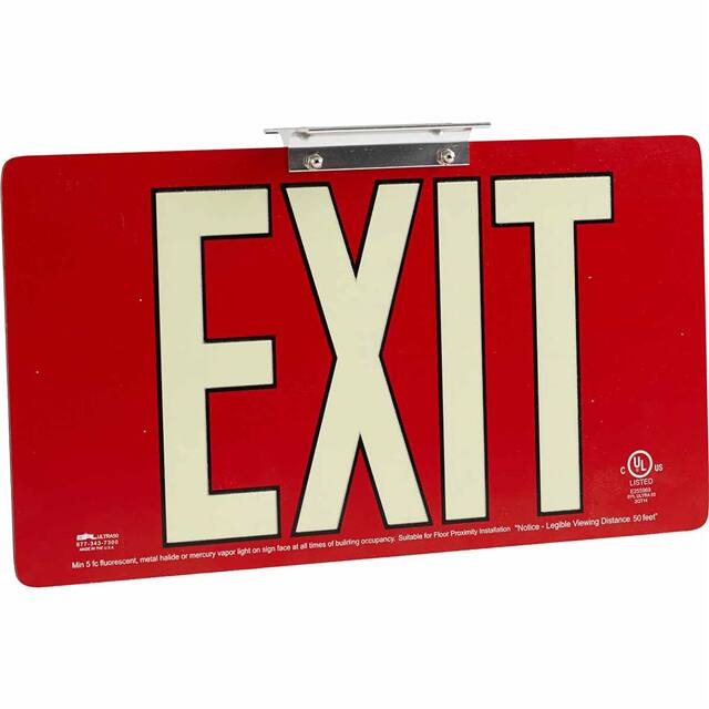 145518 BRADYGLO EXIT UL SIGN 50' DBL BR