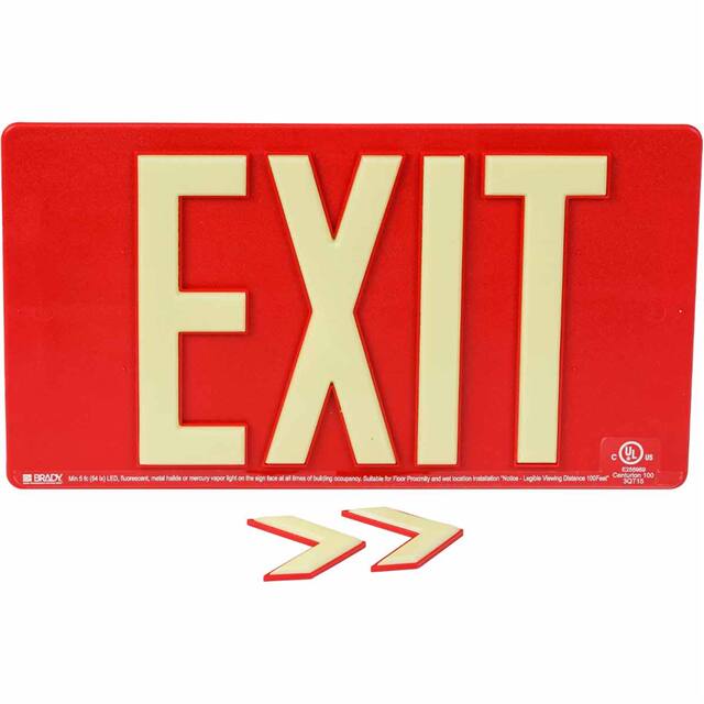 145471 BRADYGLO EXIT SIGN 100' WALL MOU