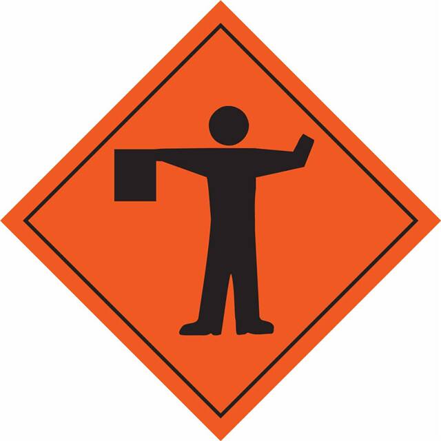 56795 SIGN, PIC OF FLGR,BLK/ORG,36X36R