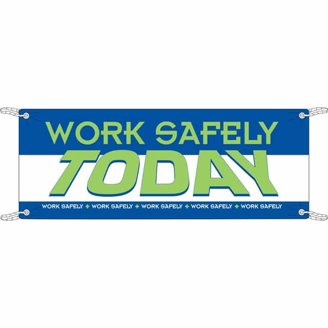 106310 BANNER 4'X10' GR/BL/WH WORK SAFE