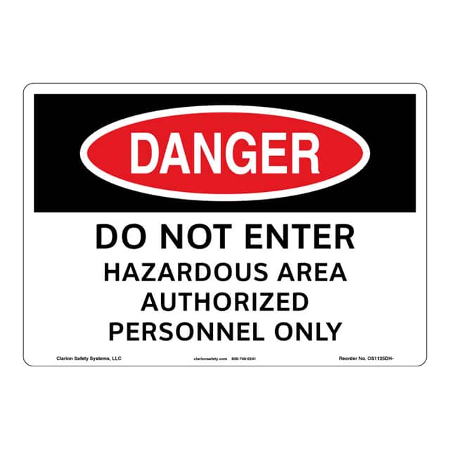 OS1125DH-S2SW3 DANGER PLASTIC SIGN 12" X 18"