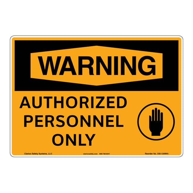 OS1134WH-S2SW3 WARNING PLASTIC SIGN 12" X 18"