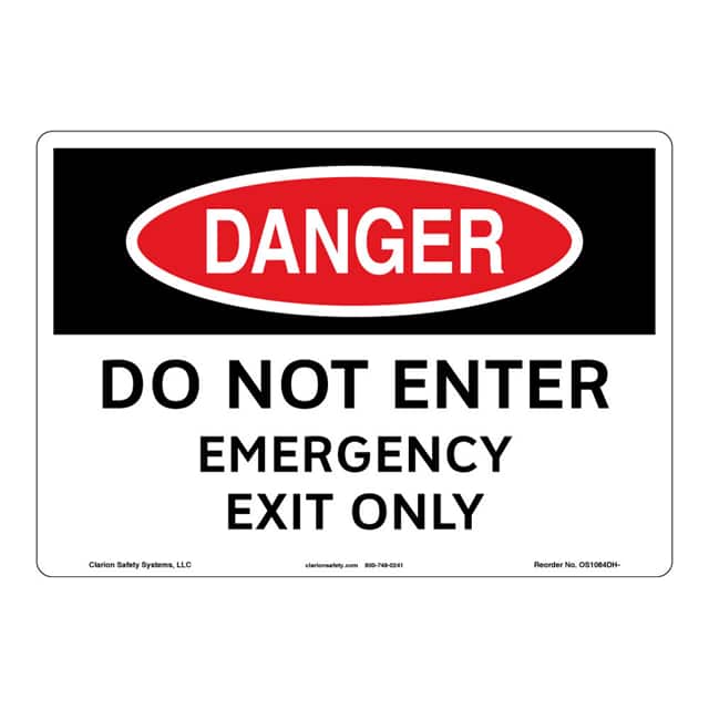 OS1084DH-S2SW3 DANGER PLASTIC SIGN 12" X 18"