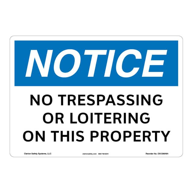 OS1260NH-BESW2 NOTICE ALUMINIUM SIGN 10" X 14"
