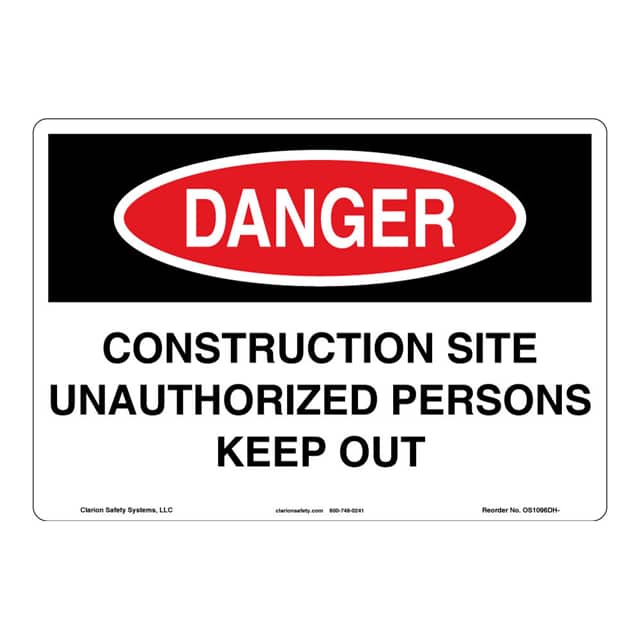 OS1096DH-BJSW3 DANGER PLASTIC SIGN 12" X 18"
