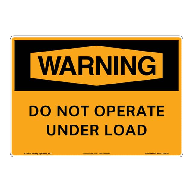 OS1176WH-S2SW3 WARNING PLASTIC SIGN 12" X 18"