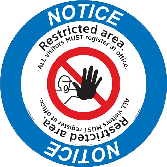 FM183-MPF4E NOTICE  16" DIA ,FLOOR DECAL
