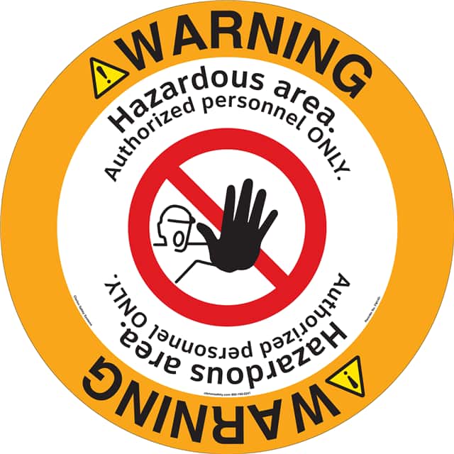 FM145-MPF4E WARNING   16" DIA ,FLOOR DECAL