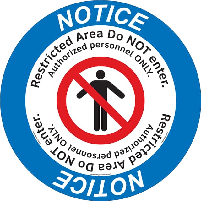 FM181-MPF4E NOTICE  16" DIA ,FLOOR DECAL